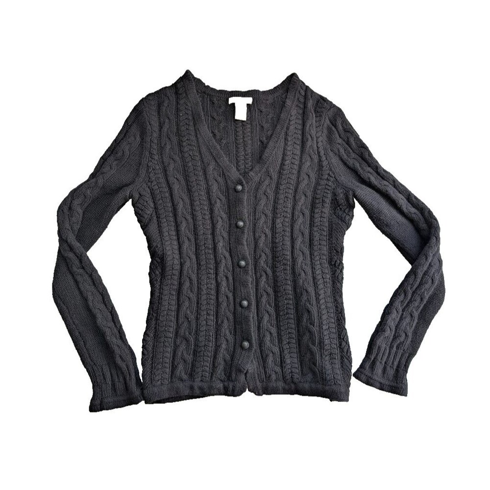Harold's S Cable Knit Sweater Silk Wool Angora Cashmere Button Cardigan